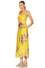Zimmermann Alight Asymmetric Midi Dress in Yellow Floral, view 3, click to view large image.