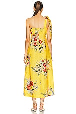 Zimmermann Alight Asymmetric Midi Dress in Yellow Floral, view 4, click to view large image.
