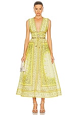 Zimmermann Matchmaker Bow Long Dress in Yellow Bandana, view 1, click to view large image.