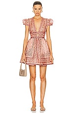 Zimmermann Matchmaker Structured Mini Dress in Pink Bandana, view 1, click to view large image.