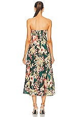 Zimmermann Lexi Bandeau Midi Dress in Green Palm, view 4, click to view large image.
