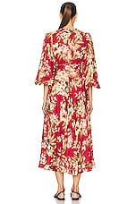 Zimmermann Lexi Wrap Long Dress in Red Palm, view 3, click to view large image.