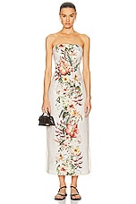 Zimmermann Lexi Column Dress in Ivory Palm, view 2, click to view large image.