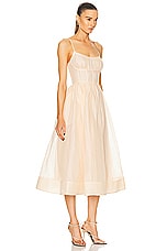 Zimmermann Natura Ruched Midi Dress in Light Peach, view 2, click to view large image.