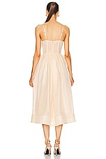 Zimmermann Natura Ruched Midi Dress in Light Peach, view 3, click to view large image.
