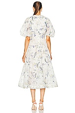 Zimmermann Pleated Midi Dress in Blue Birds, view 3, click to view large image.