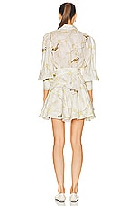 Zimmermann Wrap Mini Dress in Acacia Birds, view 3, click to view large image.