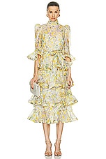 Zimmermann Harmony Tiered Midi Dress in Citrus Garden Print, view 1, click to view large image.