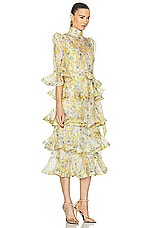 Zimmermann Harmony Tiered Midi Dress in Citrus Garden Print, view 2, click to view large image.