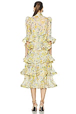 Zimmermann Harmony Tiered Midi Dress in Citrus Garden Print, view 3, click to view large image.