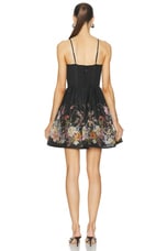 Zimmermann Natura Ruched Mini Dress in Black Wild Flowers, view 3, click to view large image.