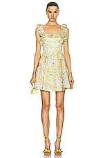 Zimmermann Harmony Frilled Mini Dress in Citrus Garden Print, view 1, click to view large image.
