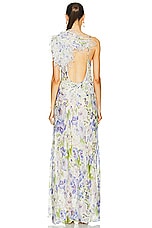 Zimmermann Natura Feather Slip Gown in Blue Floral, view 4, click to view large image.