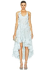 Zimmermann Natura Lasercut Halter Dress in Mint, view 1, click to view large image.
