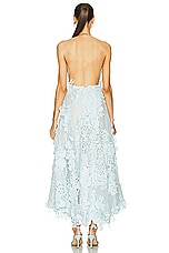 Zimmermann Natura Lasercut Halter Dress in Mint, view 3, click to view large image.