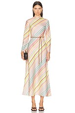 Zimmermann Halliday Bias Long Dress in Multi Stripe, view 1, click to view large image.