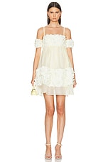 Zimmermann Harmony Applique Flower Mini Dress in Lemon, view 2, click to view large image.