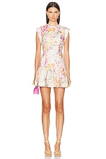 Zimmermann Harmony Flounce Short Dress in Kaleidoscope Garden, view 1, click to view large image.