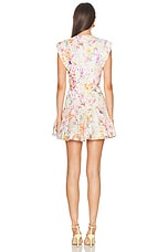 Zimmermann Harmony Flounce Short Dress in Kaleidoscope Garden, view 3, click to view large image.
