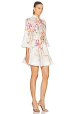 Zimmermann Natura Buttoned Mini Dress in Kaleidoscope Garden, view 2, click to view large image.