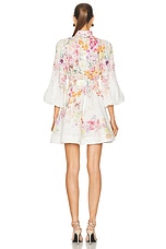 Zimmermann Natura Buttoned Mini Dress in Kaleidoscope Garden, view 3, click to view large image.