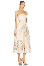Zimmermann Scallop Midi Dress in Cream Watercolour Floral, view 2, click to view large image.