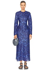 Zimmermann Ottie Bias Backless Dress in Blue Paisley, view 2, click to view large image.