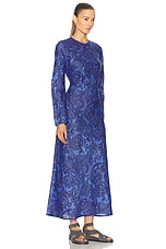 Zimmermann Ottie Bias Backless Dress in Blue Paisley, view 3, click to view large image.