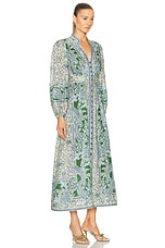 Zimmermann Plunge Midi Dress in Green Paisley, view 2, click to view large image.