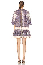 Zimmermann Ottie Eyelet Mini Dress in Purple Paisley, view 3, click to view large image.