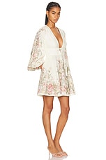 Zimmermann Waverly Plunge Mini Dress in Cream Floral, view 2, click to view large image.