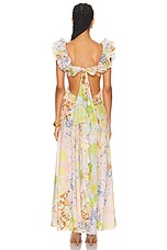Zimmermann Pop Ruffle Sleeve Midi Dress in Patch Floral, view 3, click to view large image.