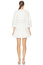 Zimmermann Pop Trimmed Mini Dress in Ivory, view 3, click to view large image.