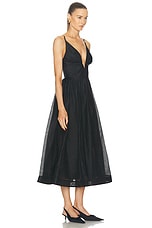 Zimmermann Illustration V Neck Midi Dress in Black, view 2, click to view large image.