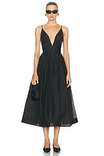 Zimmermann Illustration V Neck Midi Dress in Black, view 4, click to view large image.