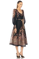 Zimmermann Illustration Structured Dress in Black Paisley, view 2, click to view large image.