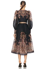 Zimmermann Illustration Structured Dress in Black Paisley, view 3, click to view large image.