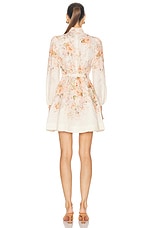 Zimmermann Illustration Buttoned Mini Dress in Cream Rococo Floral, view 3, click to view large image.