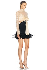 Zimmermann Illustration Flounce Mini Dress in Tea & Black, view 2, click to view large image.