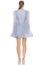 Zimmermann Eden Structured Mini Dress in Dusty Blue, view 3, click to view large image.