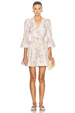 Zimmermann Eden Belted Flip Dress in Natural Iris | FWRD