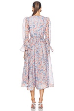 Zimmermann Eden Long Sleeve Midi Dress in Sapphire Eden, view 3, click to view large image.