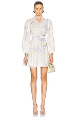 Zimmermann Crush Buttoned Mini Dress in Lilac Floral | FWRD