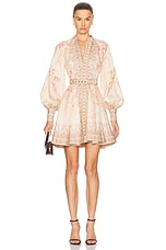 Zimmermann Illuminate Buttoned Mini Dress in Coral Floral | FWRD