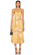 Zimmermann Lucky Corset Midi Dress in Mustard Bandana | FWRD