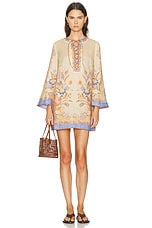 Zimmermann Indra Tunic Mini Dress in Biscuit Scarf Floral | FWRD