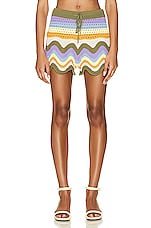 Zimmermann Raie Stripe Knit Short in Multi, view 1, click to view large image.