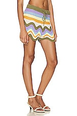 Zimmermann Raie Stripe Knit Short in Multi, view 2, click to view large image.