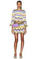 Zimmermann Raie Stripe Knit Short in Multi, view 4, click to view large image.