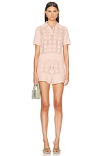 Zimmermann Waverly Drawcord Shorts in Dusty Pink, view 4, click to view large image.